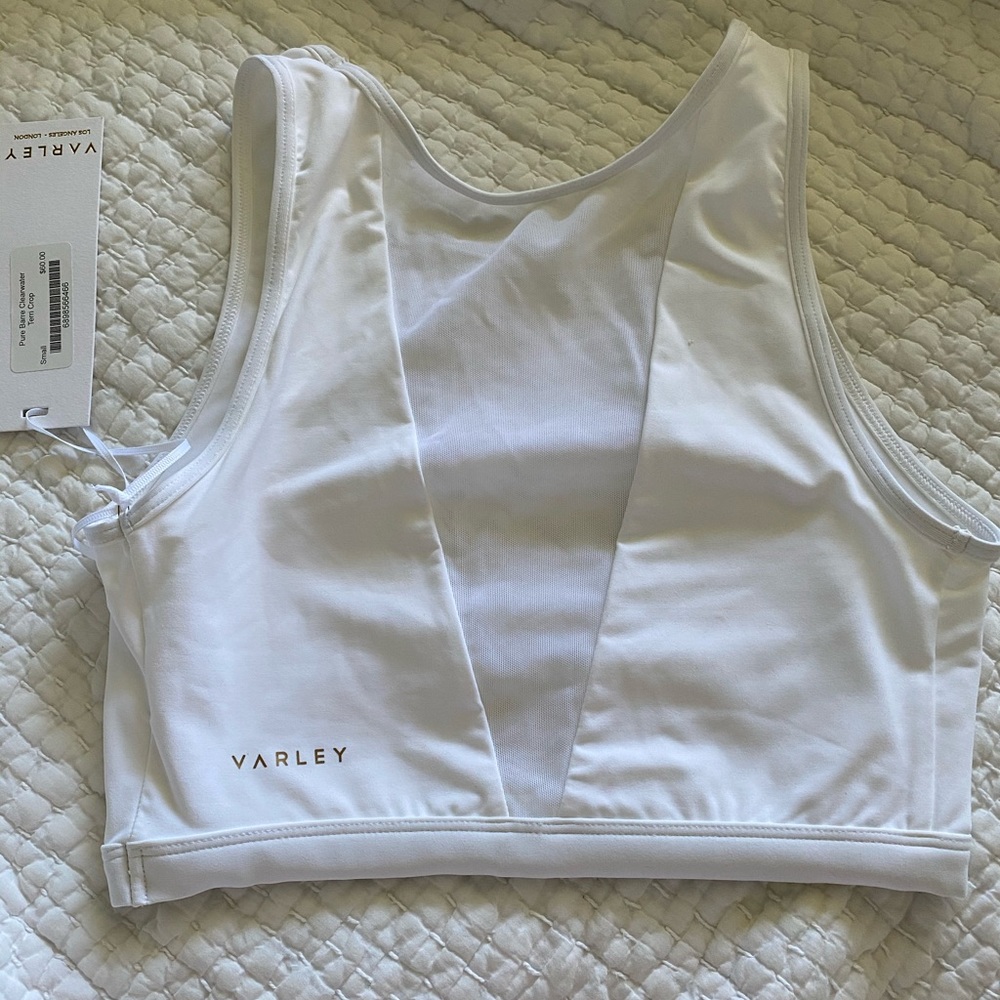 Varley White Crop Athletic Tank Top